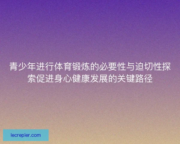 青少年进行体育锻炼的必要性与迫切性探索促进身心健康发展的关键路径